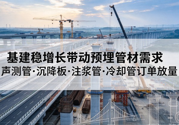 昂仁基建稳增长带动预埋监测管材需求，声测管、沉降板、注浆管订单持续放量